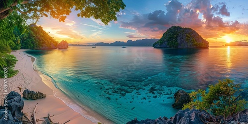 Amazing Sunrise Beach in the Philippines. Relaxing get-away Scenery.