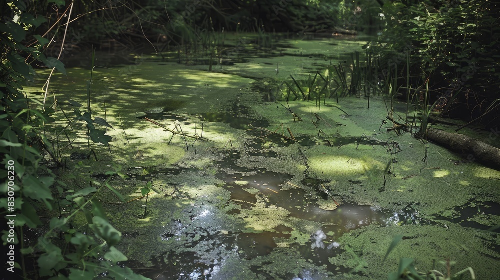 Contaminated water in a river or swamp Contaminated water in a river or swamp