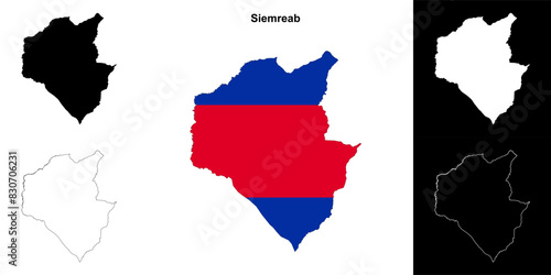 Siemreab province outline map set photo