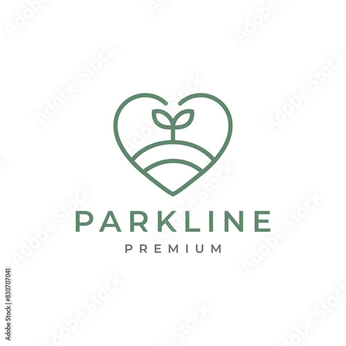 park love nature greeners line logo desin vector