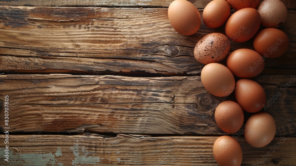 Wooden background with chicken eggs Wooden background with chicken eggs