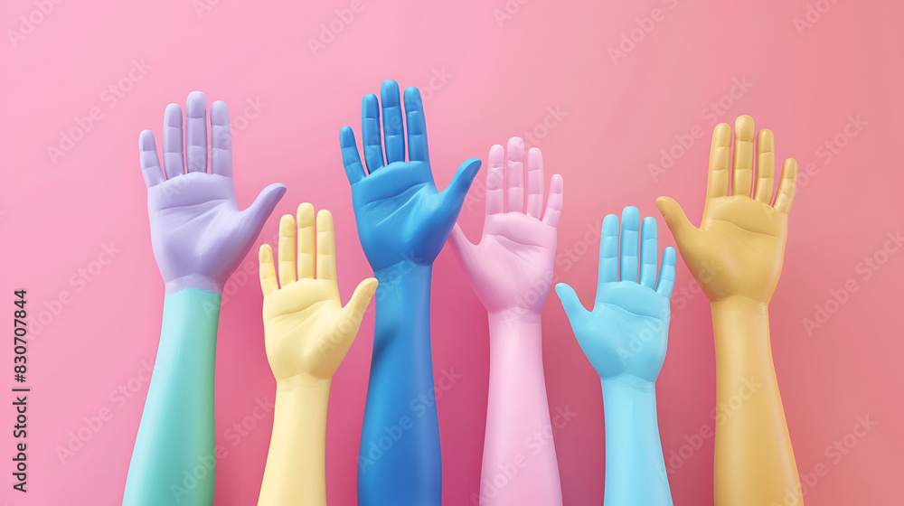Fototapeta premium Cartoon 3d hands giving high five diversity include, generative AI 