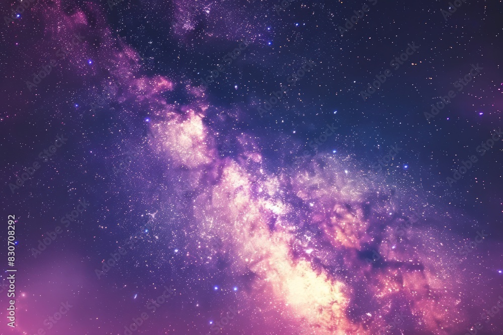 Fototapeta premium Beautiful night sky with stars and purple galaxy background.
