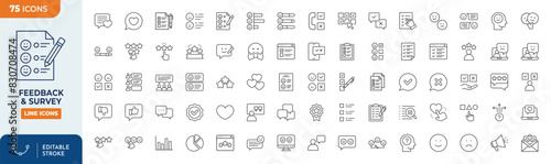 Feedback & Survey Line Editable Icons set. 