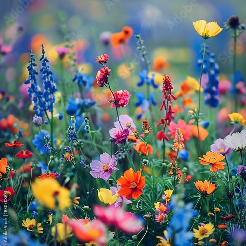 Vibrant Flower Field  A Spectrum of Nature s Palette