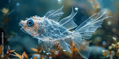 Fish made of plastic bottles underwater photo