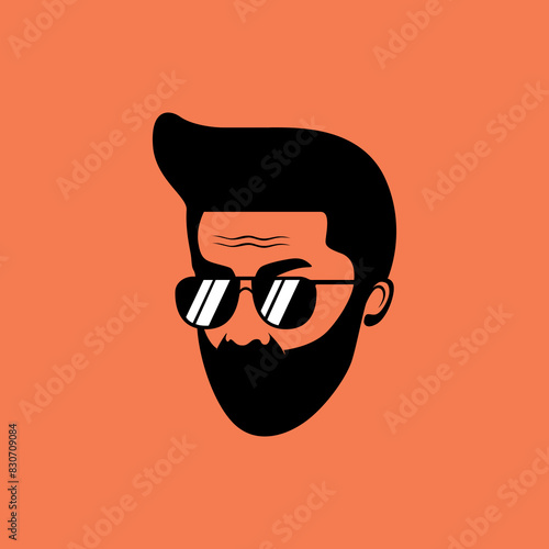 men head barbershop haircut modern logo design vector