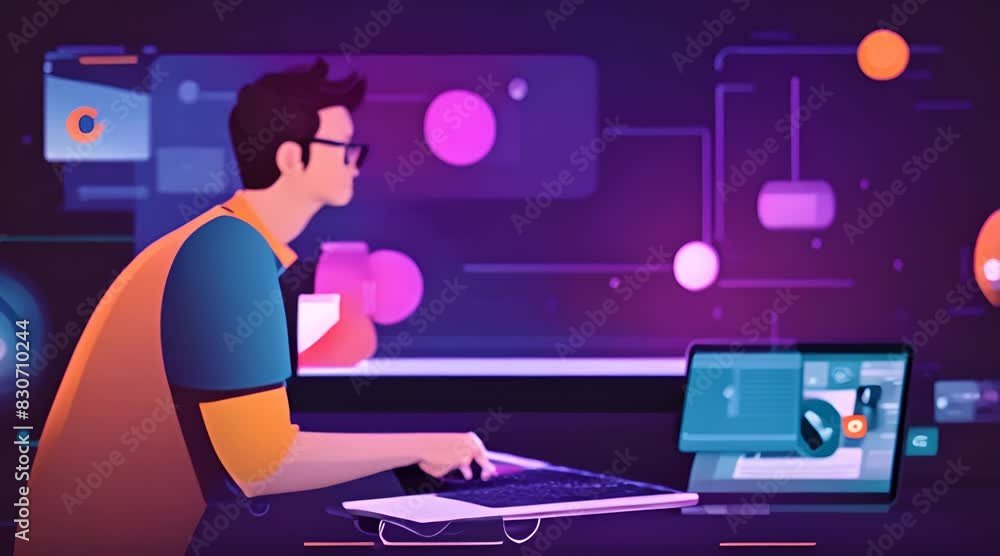 2D Animation of Mobile App Interface, Backend Programming, and Technology. 2D Animation of Mobile App Interface, Backend Programming, and Technology.