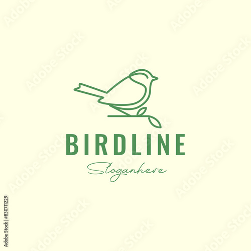 nature bird wild life line logo design vector