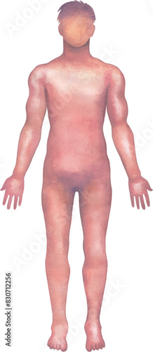 Shaded watercolor silhouette of a male human body