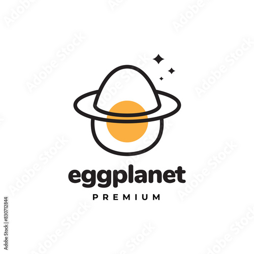 egg planet logo design vector