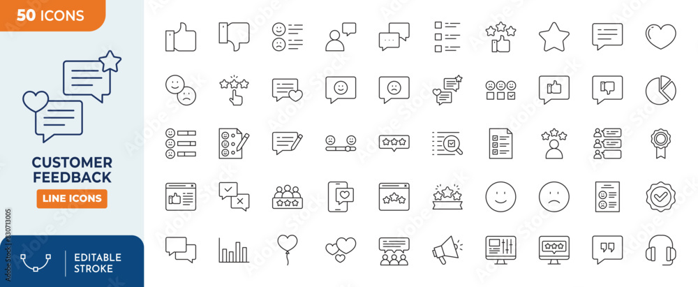 custom made wallpaper toronto digitalCustomer feedback Line Editable Icons set. Contains feedback, review, satisfied, survey, rating, graph, and more. Editable stroke. Vector illustration	
