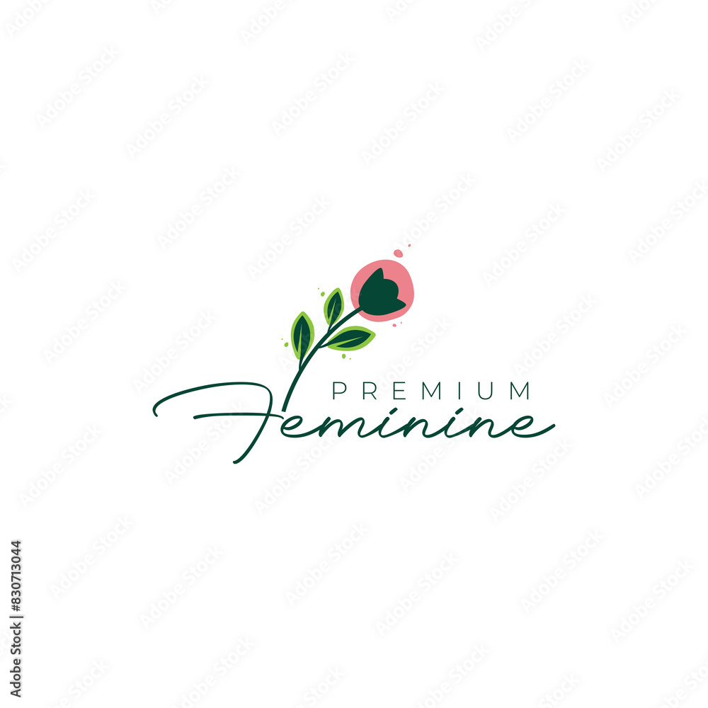 Fototapeta premium botanical boho flower minimalist logo design vector