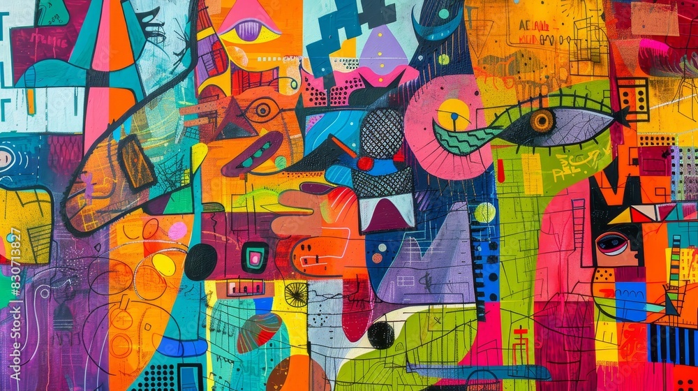 Obraz premium Bold graphic elements evoke Latin American streets