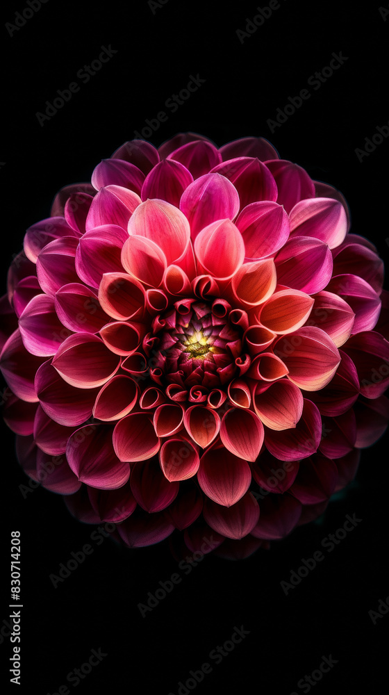 Vibrant Pink Dahlia Flower on Dark Background Vibrant Pink Dahlia Flower on Dark Background