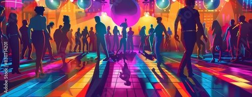 A group of people are dancing in a club photo
