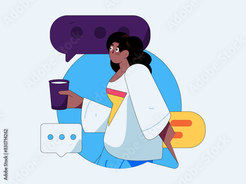Virtual characters social communication concept business flat vector hand drawn illustration
