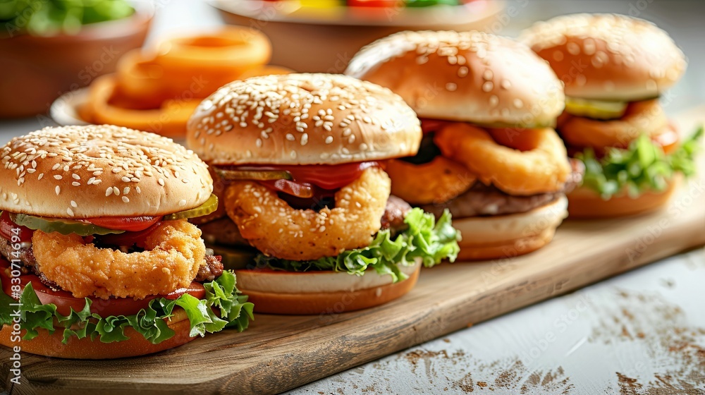 Delicious Fast Foods isolated on white background. sandwich, hamburger, onion rings, shawarma, turkey roast, prawns, chicken nuggets, chicken wings, hot dog. Fast food closeup collection. Fast food ad Delicious Fast Foods isolated on white background. sandwich, hamburger, onion rings, shawarma, turkey roast, prawns, chicken nuggets, chicken wings, hot dog. Fast food closeup collection. Fast food ad
