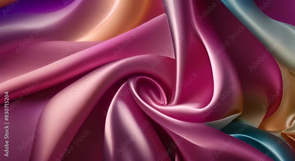 Vividly Colored Silk Fabric in Abstract Waves Vividly Colored Silk Fabric in Abstract Waves