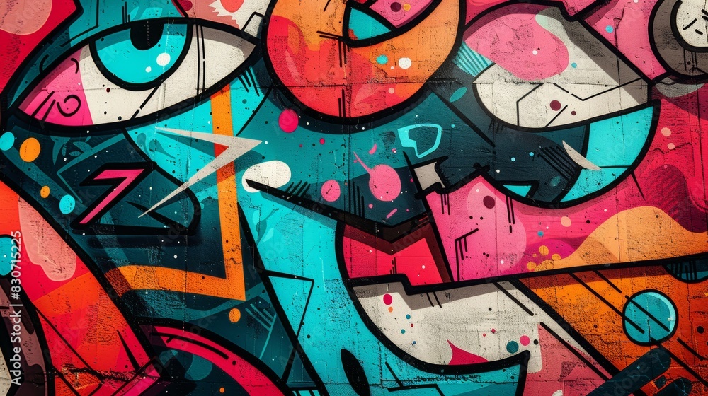 Fototapeta premium An urban graffiti-style illustration with street art elements, representing urban culture and creativity.