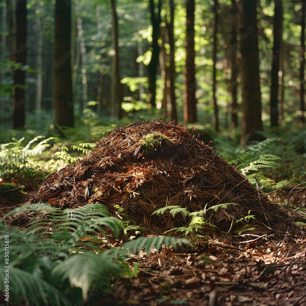 Fototapeta premium Mossy Mound Amidst a Wooded Forest