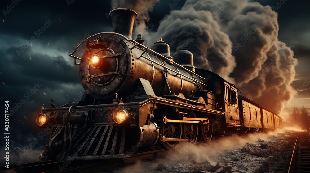 A Steam Train Chugging Through a Snow Covered Forest A Steam Train Chugging Through a Snow Covered Forest