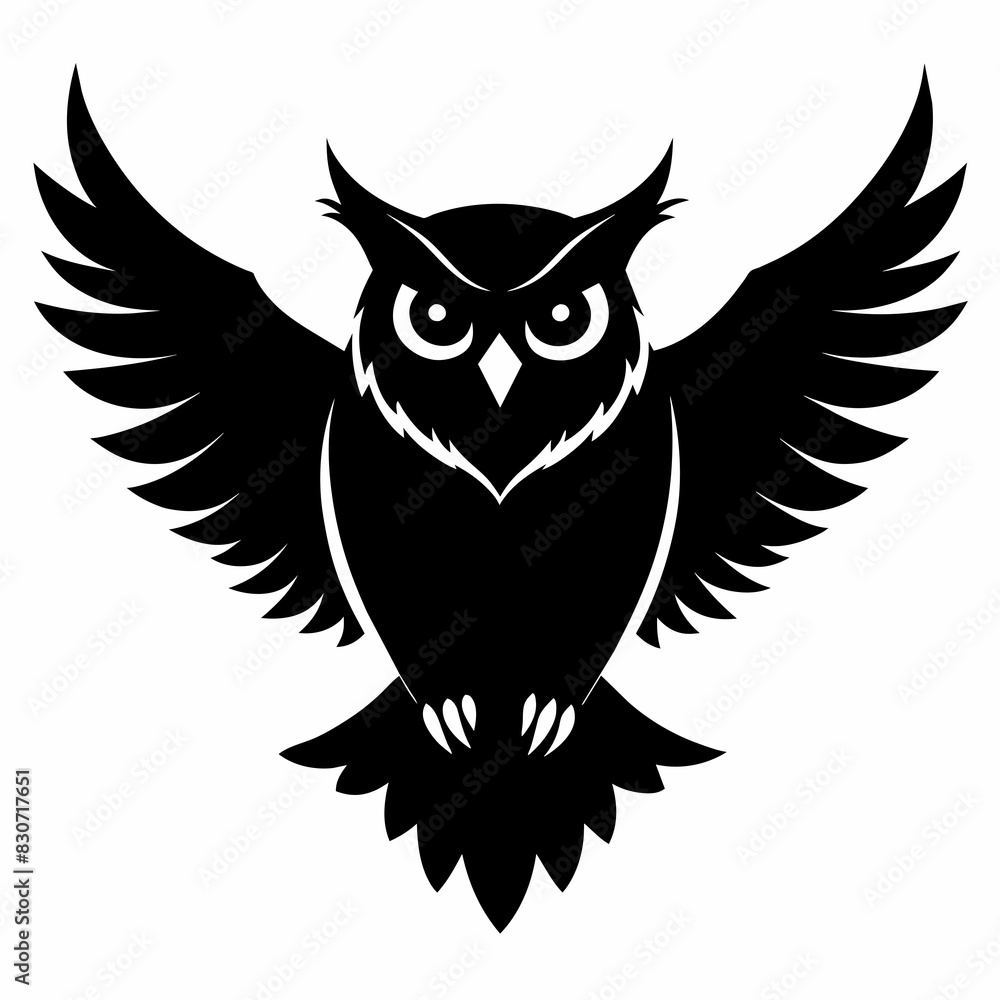 Obraz premium Black owl flying silhouettes vector.