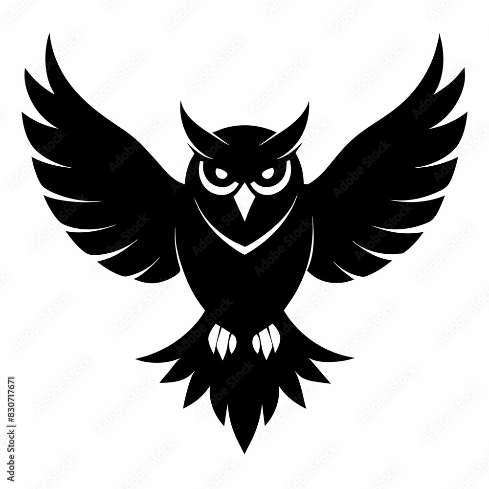 Obraz premium Black owl flying silhouettes vector.