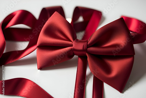 gift card with red ribbon bow Isolated on white background