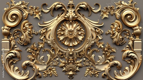 Baroque and decorative elements in gold for printing