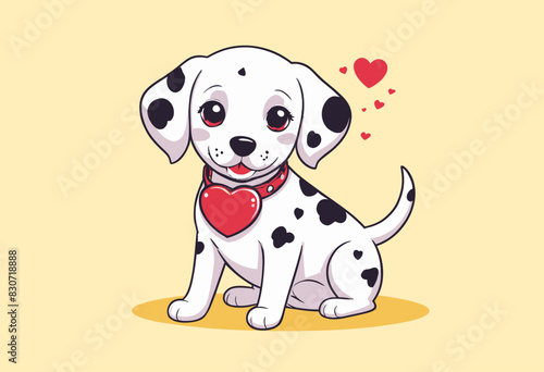 a dalmatian puppy with a heart on its collar