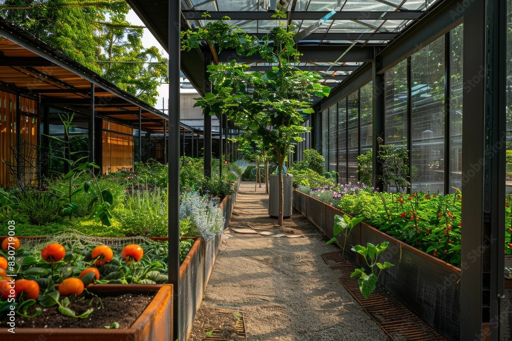 An employee garden where staff grow herbs and vegetables, promoting wellness and sustainability An employee garden where staff grow herbs and vegetables, promoting wellness and sustainability
