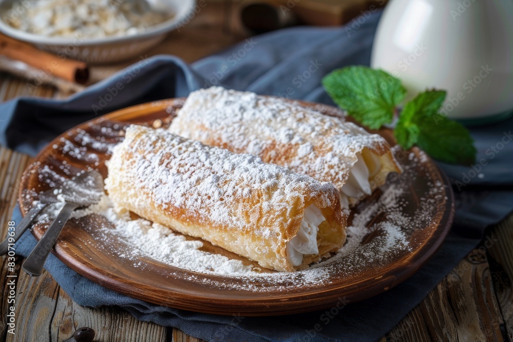 Traditional Turkish dessert, palace wrap with coconut (Turkish name; Saray wrap or Saray sarmasi) sultan wrap, sultan lokumu Traditional Turkish dessert, palace wrap with coconut (Turkish name; Saray wrap or Saray sarmasi) sultan wrap, sultan lokumu