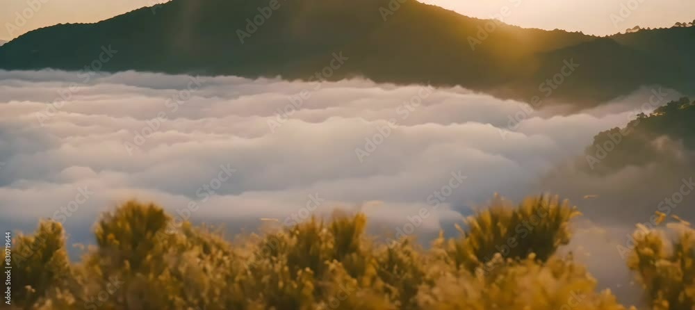 tranquil morning amidst fluffy clouds and peaks tranquil morning amidst fluffy clouds and peaks