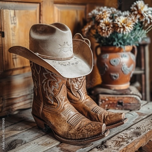 Authentic Cowboy Boots in Rustic Setting