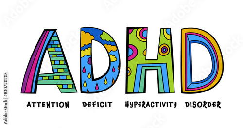 ADHD concept. Attention Deficit Hyperactivity Disorder web banner. photo