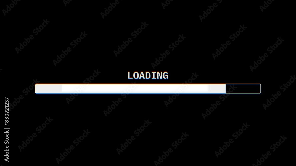Glitchy Loading Bar: VHS-Style Download Upload Progress Animation with Green Screen