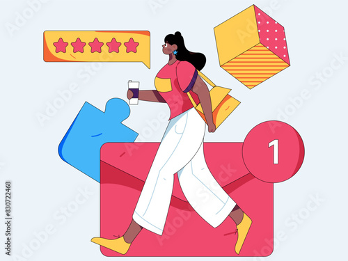 Virtual characters social communication concept business flat vector hand drawn illustration
