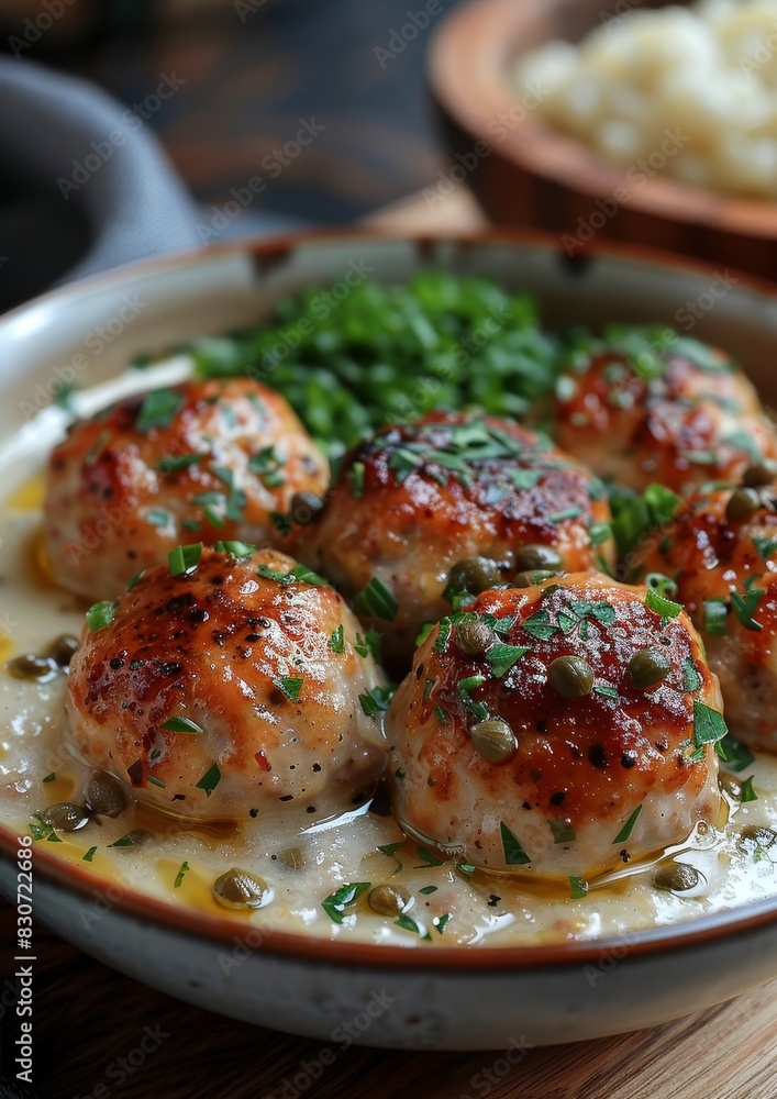 Königsberger Klopse - Meatballs in a creamy white sauce with capers. Königsberger Klopse - Meatballs in a creamy white sauce with capers.