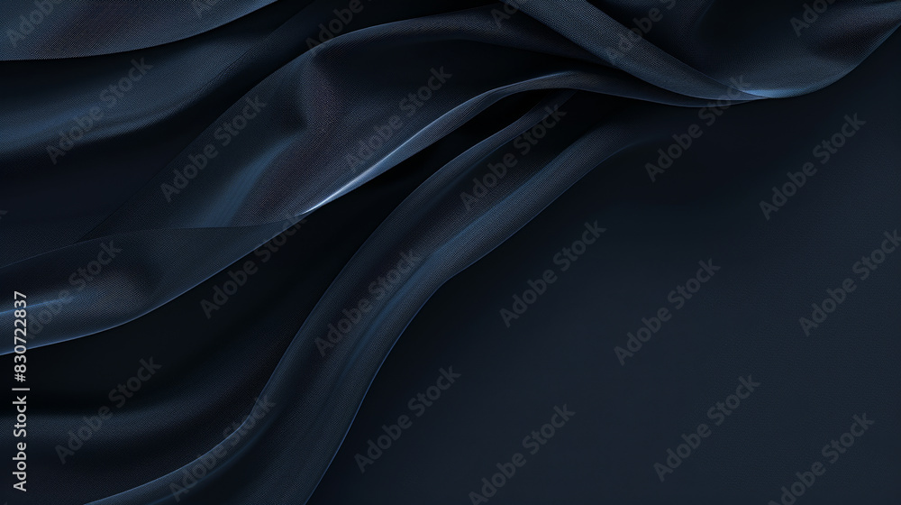 Fototapeta premium Luxurious Black Silk Fabric Texture Elegantly Draped in Darkness