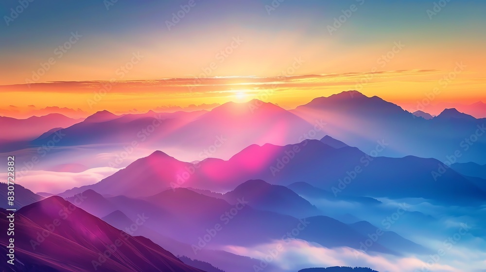 Amazing mountain landscape with vibrant colors.