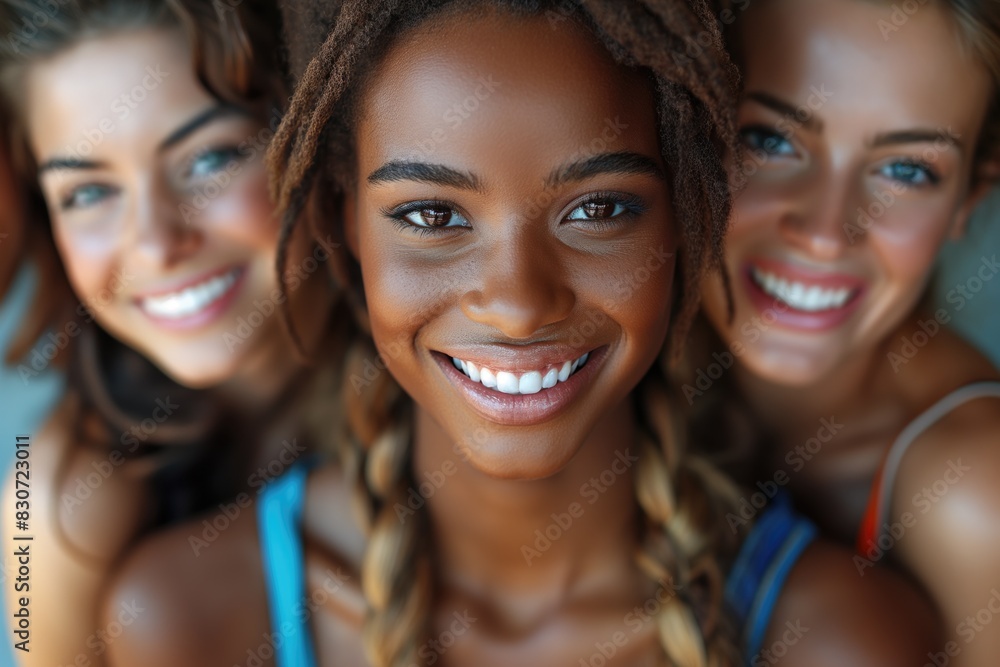 3 femmes d'origines différentes souriantes. Happy people smiling happily from around the world. 3 femmes d'origines différentes souriantes. Happy people smiling happily from around the world.