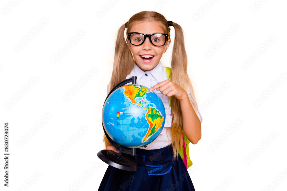 Φωτογραφία Wow omg I found new continent! Close up photo portrait of funny lovely laughing