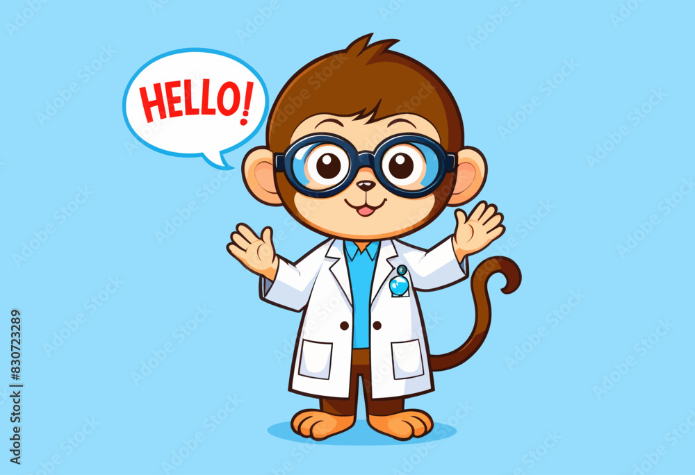 a cartoon monkey wearing glasses and a lab coat a cartoon monkey wearing glasses and a lab coat