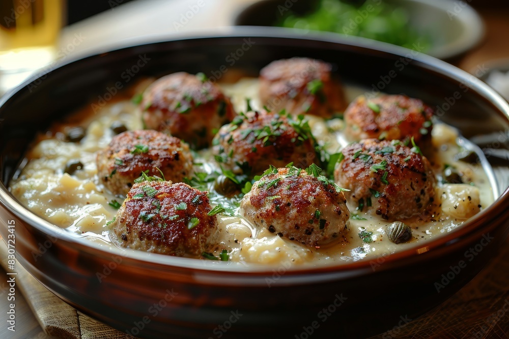 Königsberger Klopse - Meatballs in a creamy white sauce with capers. Königsberger Klopse - Meatballs in a creamy white sauce with capers.