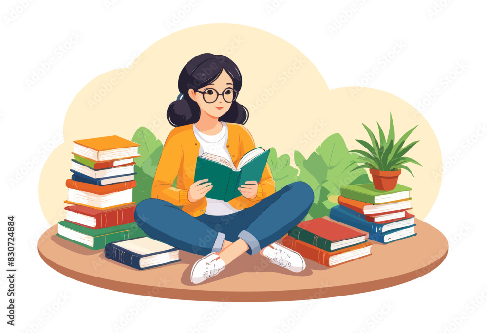 a woman sitting on the floor reading a book a woman sitting on the floor reading a book