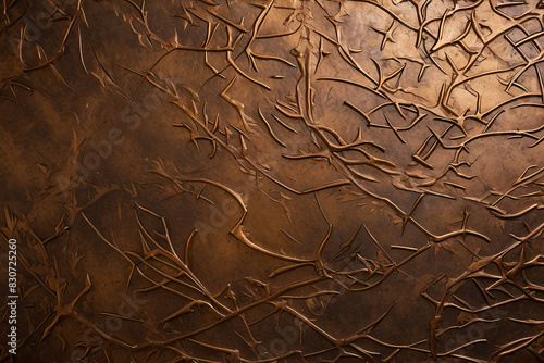 This image shows a visually engaging abstract pattern reminiscent of tree branches on a brown textured background photo