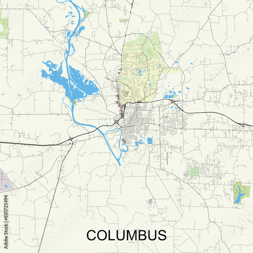 Columbus  Mississippi  United States map poster art