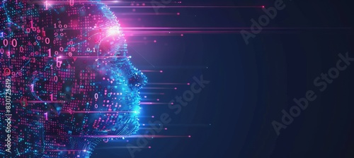 Artificial intelligence concept with a human head.