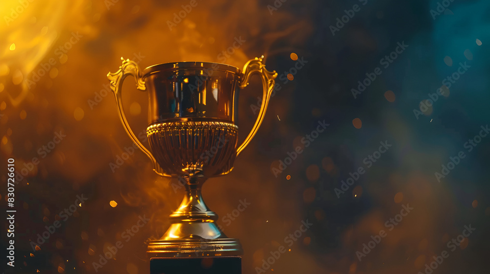 Champion golden trophy for winner background, generative AI Champion golden trophy for winner background, generative AI